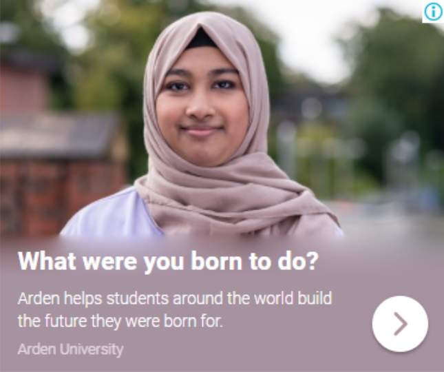 Clean Digital PPC Agency - Arden University Social Ad Example